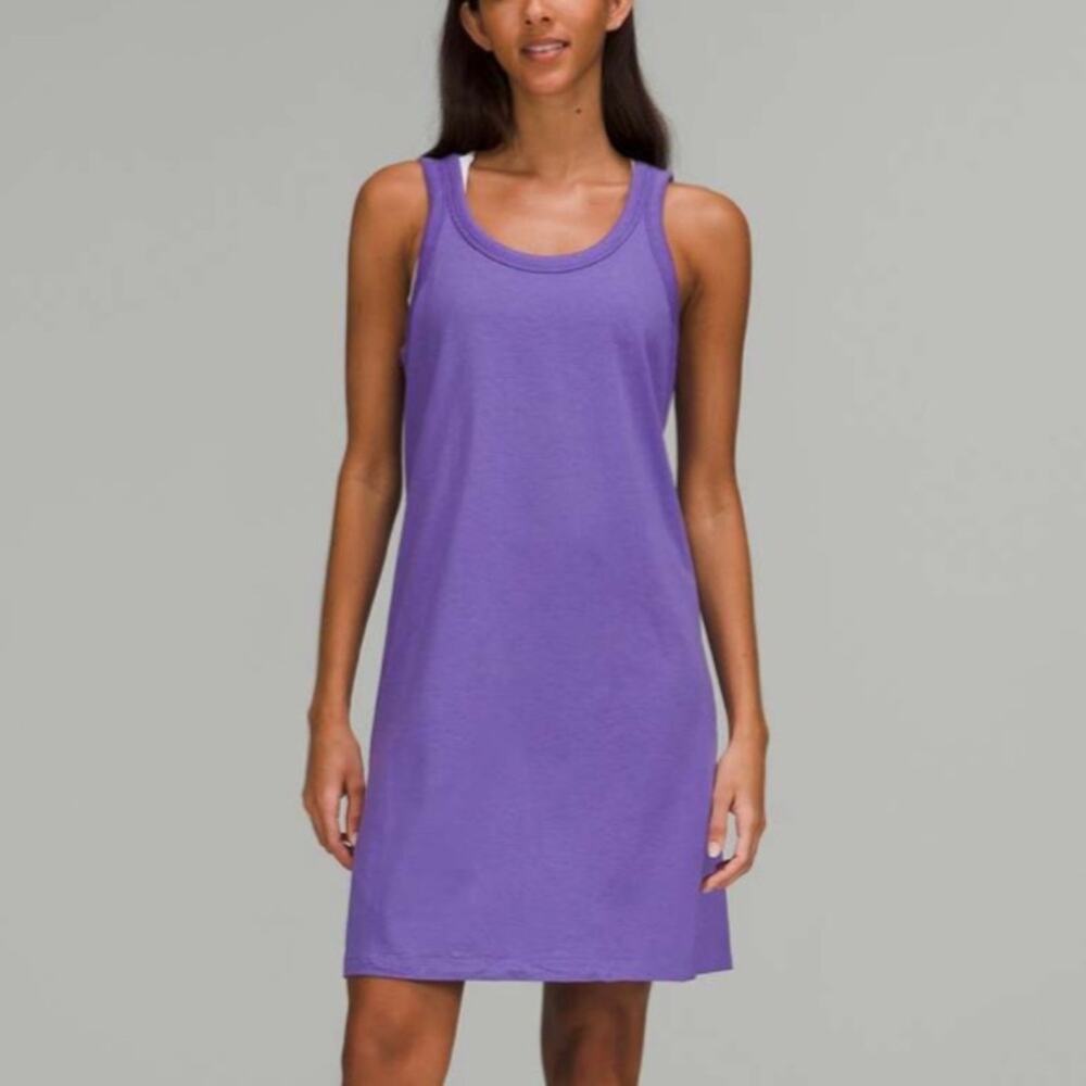 Lululemon Classic-Fit Cotton-Blend Scoop Dress Charged Indigo woman's size 10